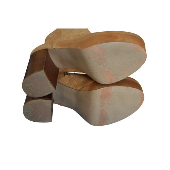 Steve Madden Gratify Cognac Suede Leather Chunky Platform Ankle Booties Size 7 - Picture 9 of 11